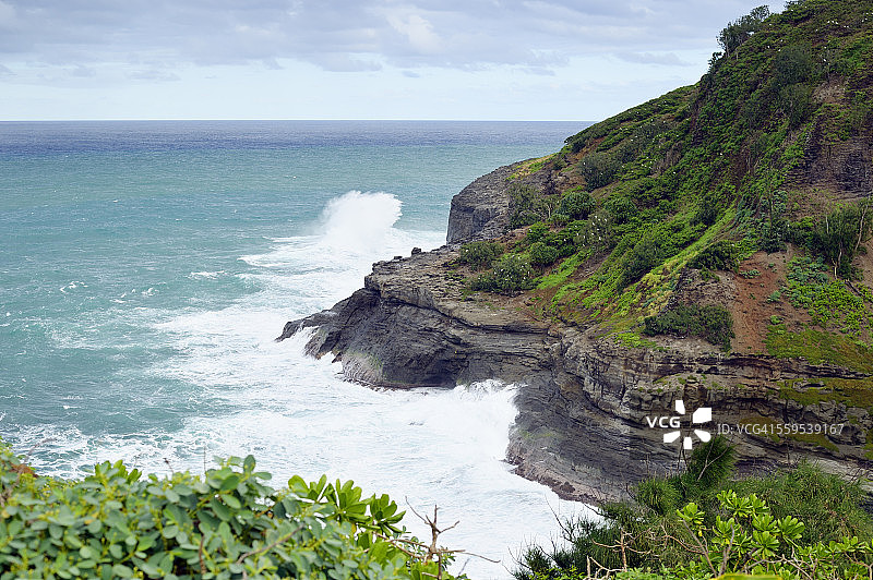 美国夏威夷基拉韦厄：基拉韦厄角国家野生动物保护区的海浪图片素材
