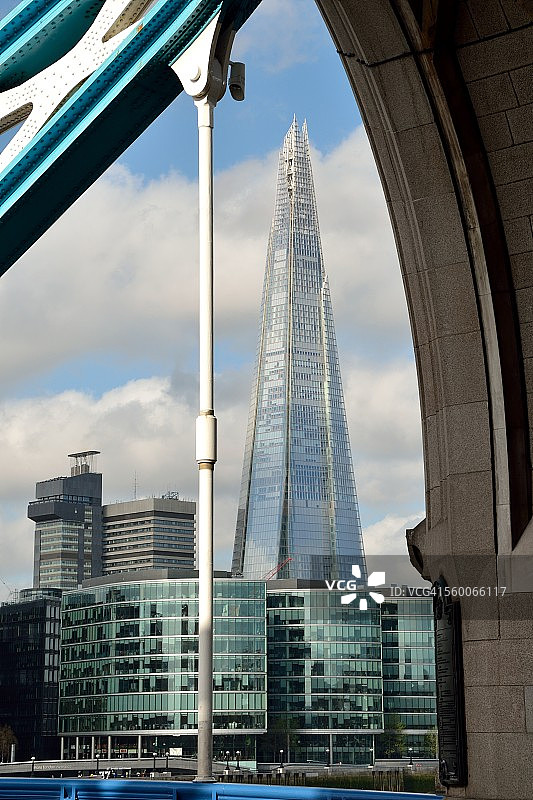 穿过塔桥看到的碎片大厦图片素材