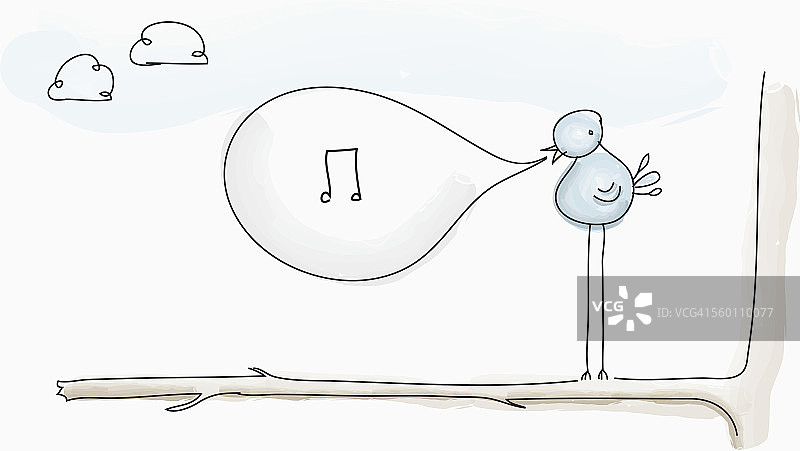 站在树枝上歌唱的鸟图片素材