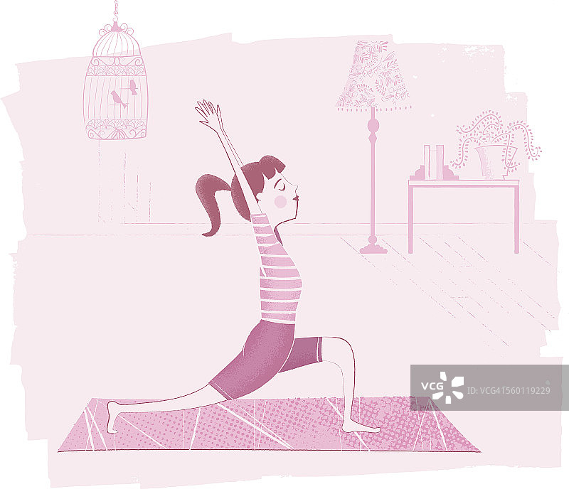 瑜伽姿势女人插画图片素材