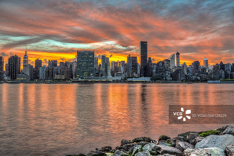 纽约市甘特里广场曼哈顿的日落图片素材