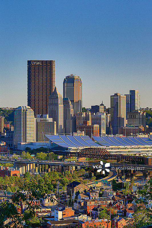 从斯普林希尔看到的匹兹堡天际线图片素材