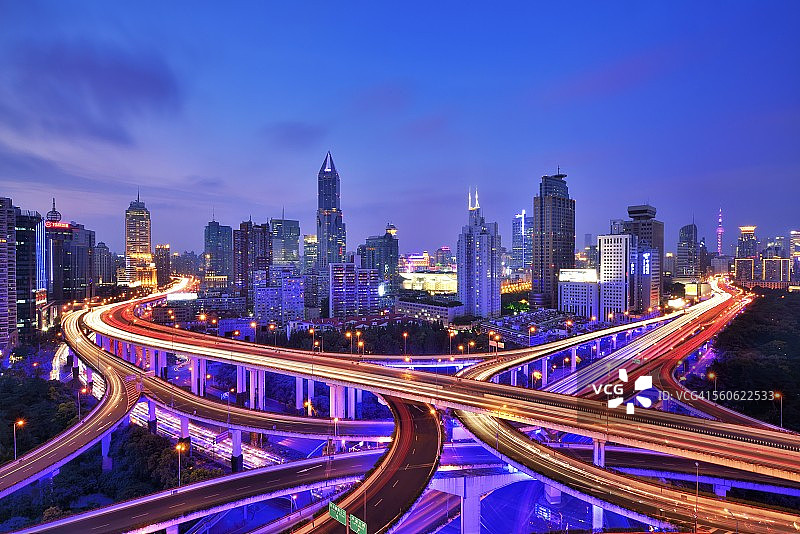 上海立交桥夜景图片素材