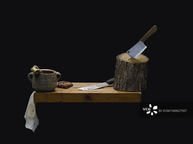 切肉刀、刀、骨头和捕鼠器图片素材