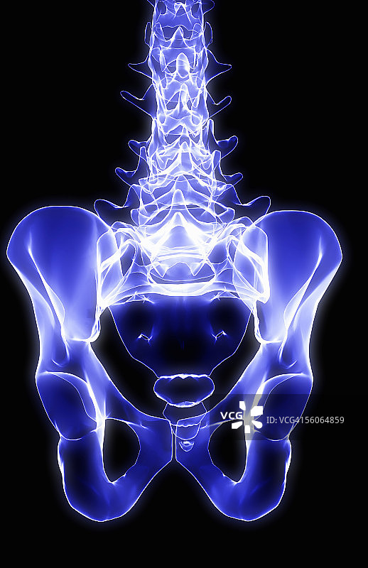 骨盆和腰椎的后位X光片图片素材