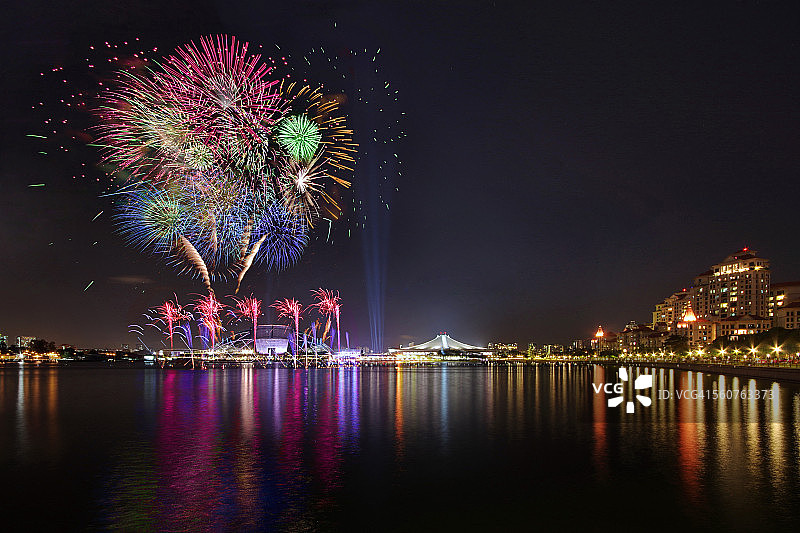 新加坡体育中心焰火图片素材