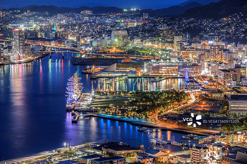 长崎海湾夜景图片素材