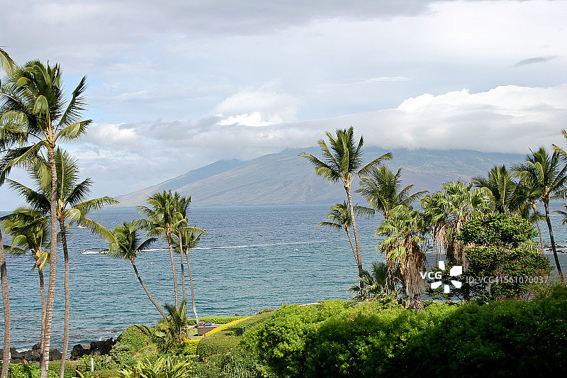 毛伊岛跨马拉亚湾景色图片素材