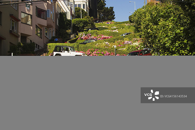 美国加利福尼亚州旧金山伦巴第街的低角度视图图片素材