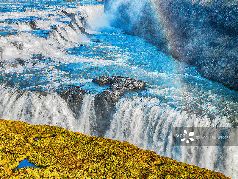 冰岛瀑布顶视图图片素材