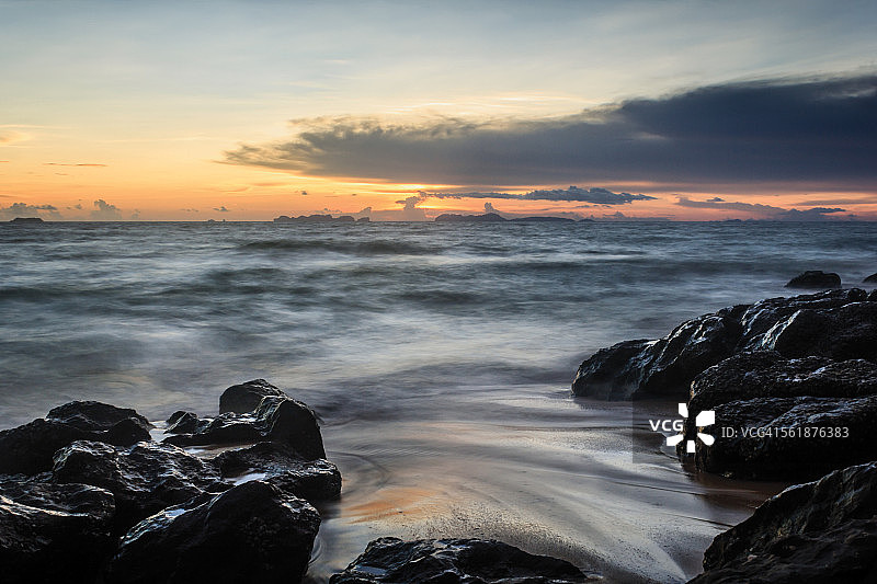 长滩日落图片素材