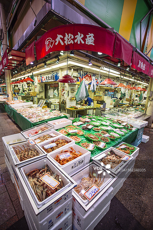日本金泽市近江町市场的海鲜图片素材