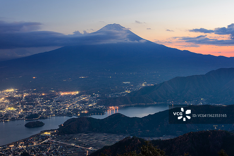富士河口湖日落图片素材