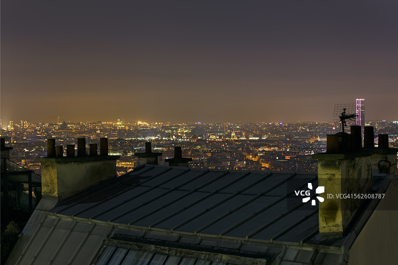 法国巴黎夜间天际线图片素材