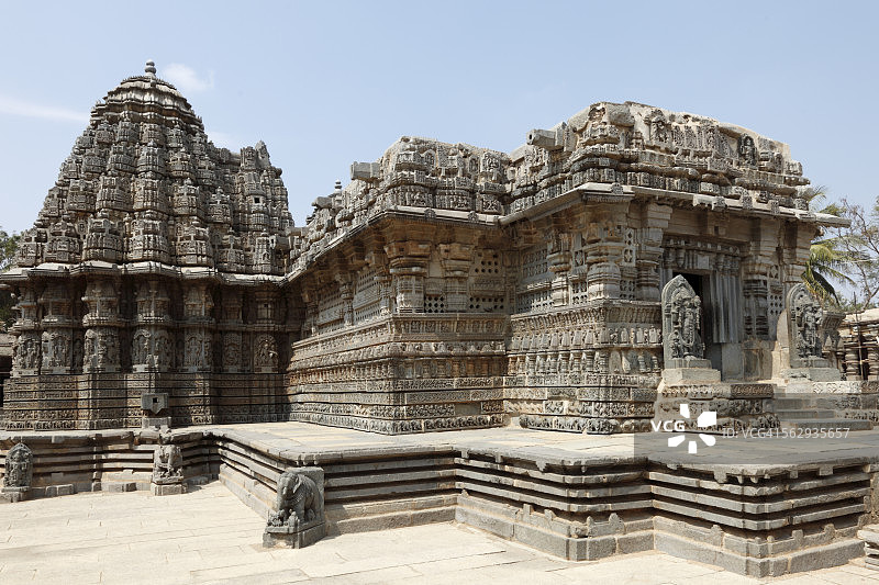 印度南部卡纳塔克邦索姆纳特普尔的凯萨瓦神庙图片素材