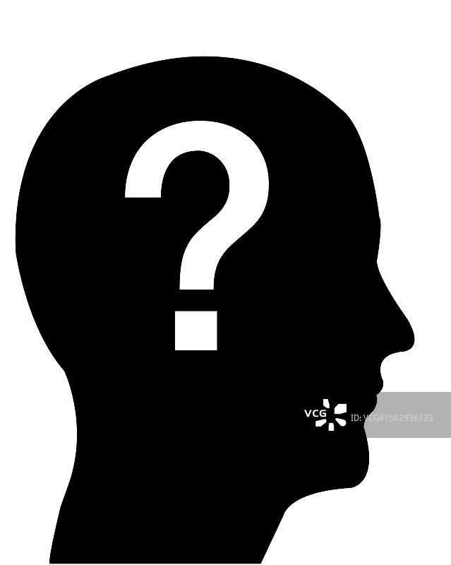 带有问号的侧面头像插图图片素材