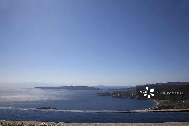 希腊群岛海岸的自然风光与大海日落图片素材