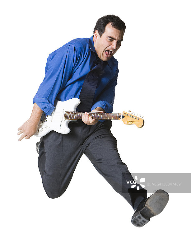 弹吉他的商人图片素材