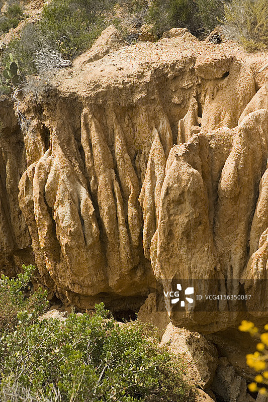美国加州托里派恩斯岩层俯视图图片素材