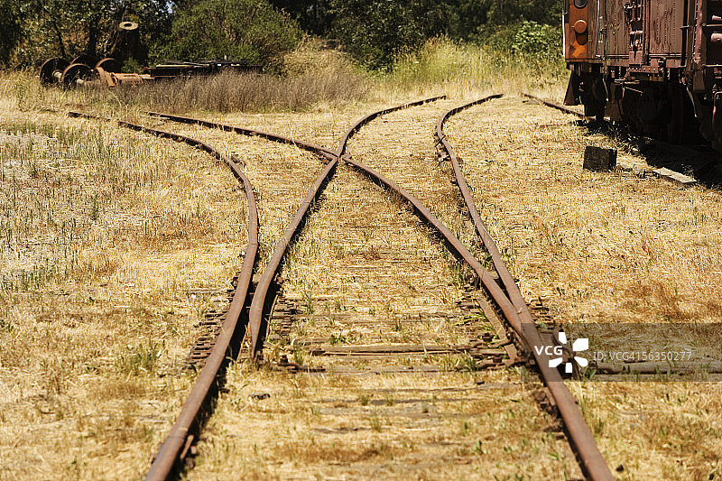 美国加利福尼亚州旧铁路轨道俯视图图片素材