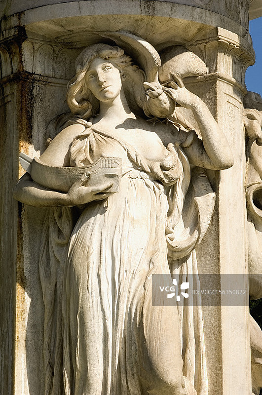 喷泉上的雕像特写，美国华盛顿特区杜邦环岛图片素材