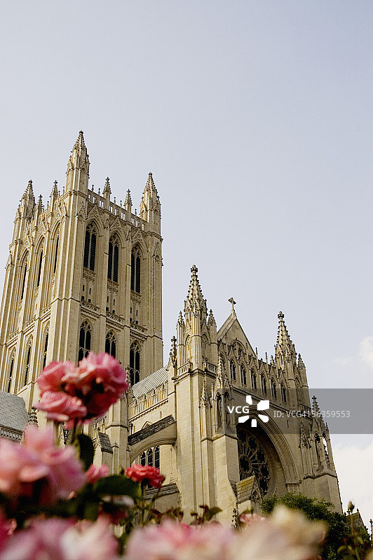 美国华盛顿特区国家大教堂的低角度视图图片素材