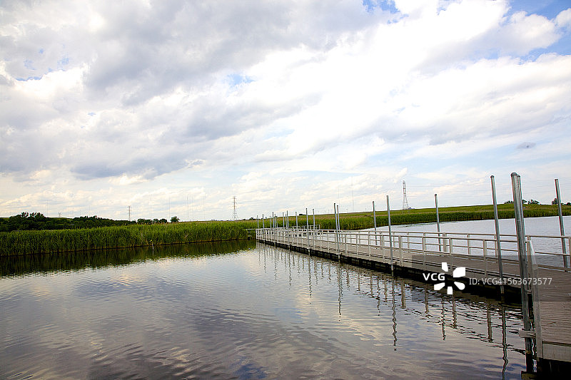 新泽西州金斯兰溪上的木板路图片素材