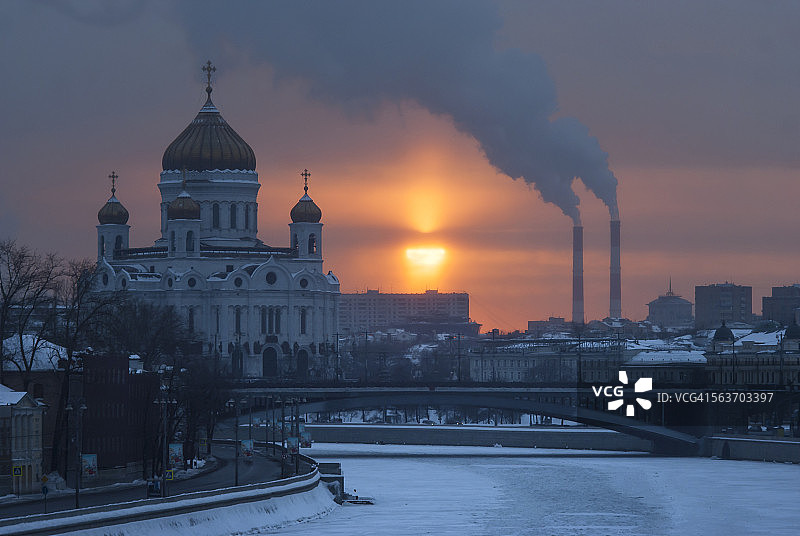 傍晚的寒冷莫斯科图片素材