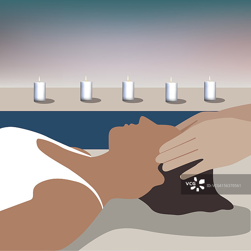 头部按摩的侧面照图片素材