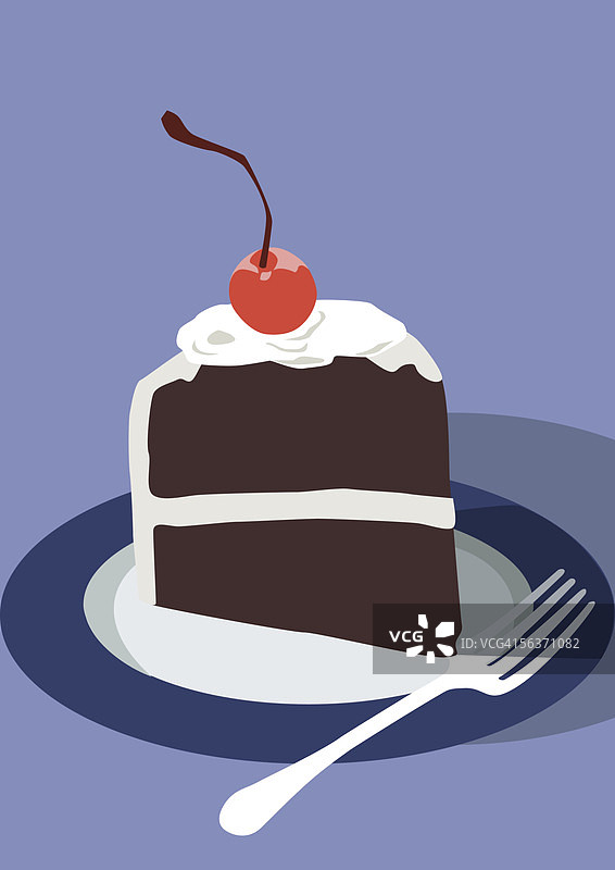 盘中带有叉子的巧克力蛋糕特写图片素材