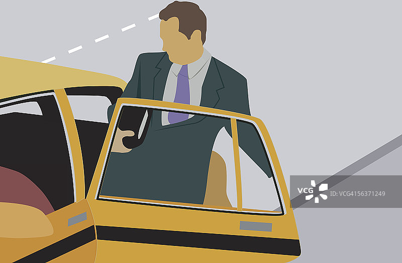 商人乘坐出租车图片素材