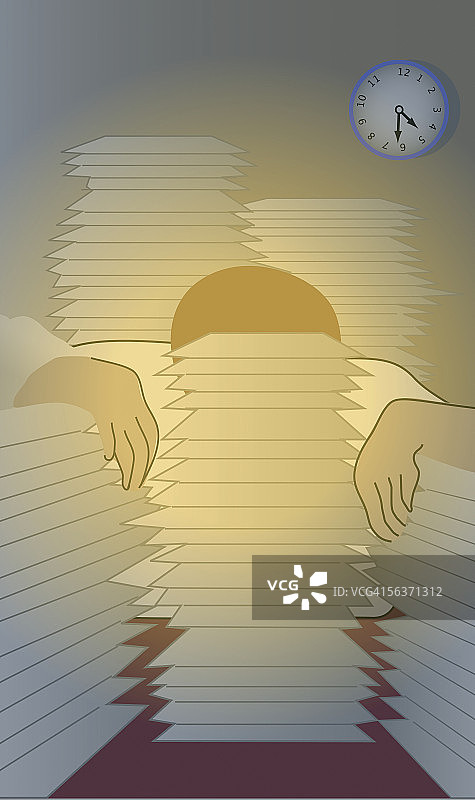 商人趴在成堆的纸上休息图片素材