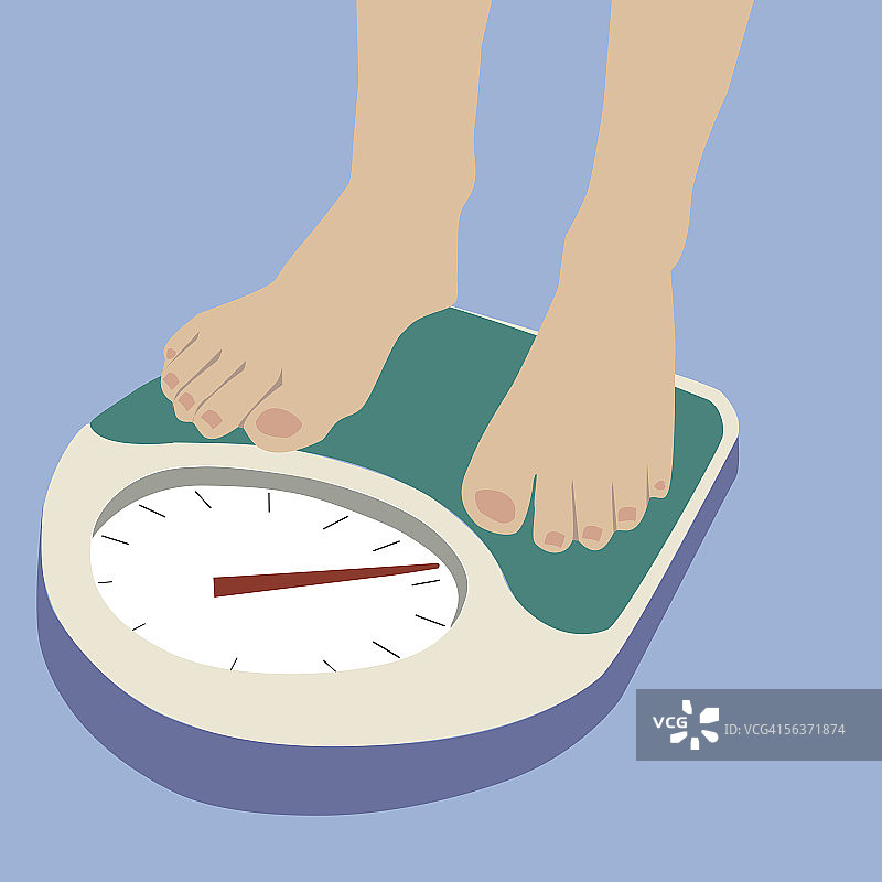 站在体重秤上的女人（局部）图片素材