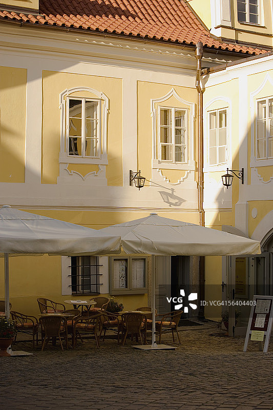 布拉格人行道咖啡馆外墙，捷克图片素材