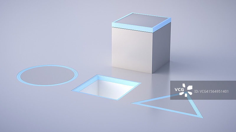 灰色地下，三角形，四边形和圆圈上的立方体，灵巧游戏图片素材