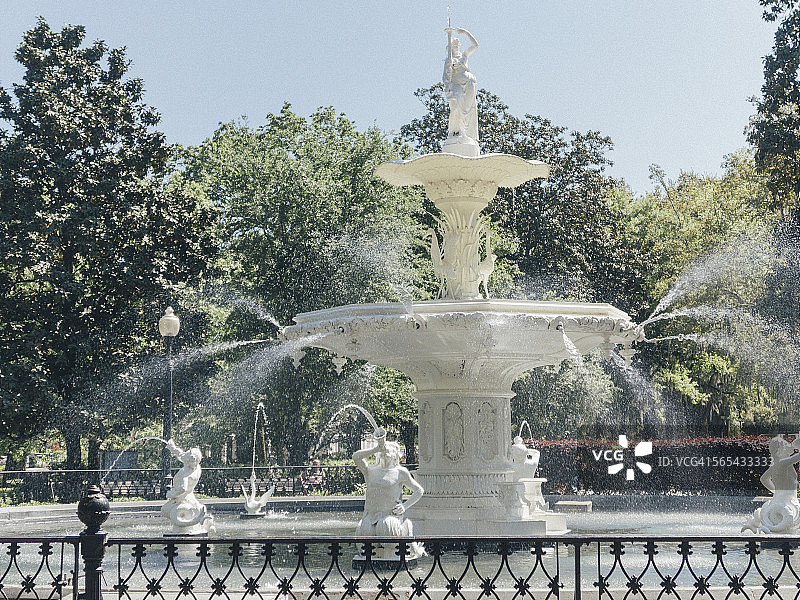萨凡纳福赛斯公园喷泉图片素材