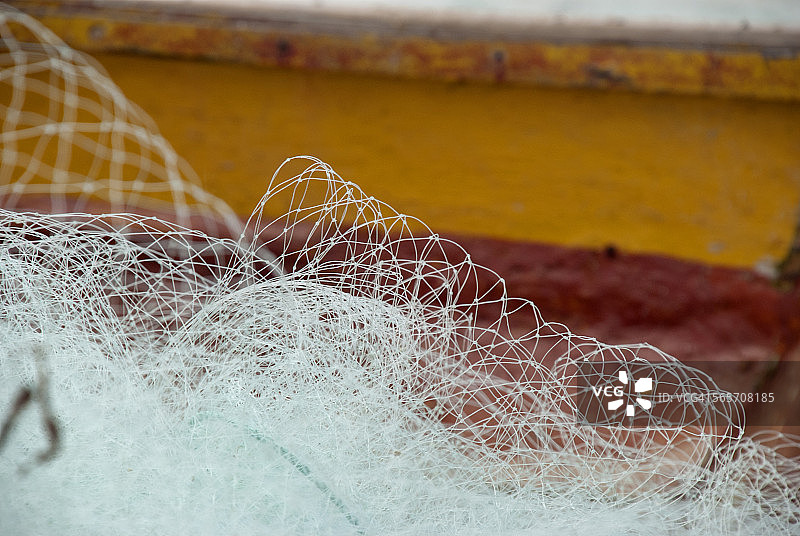 渔网和船的细节图片素材
