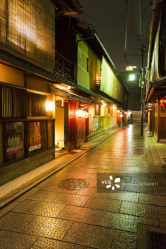 雨后京都祇园夜景图片素材