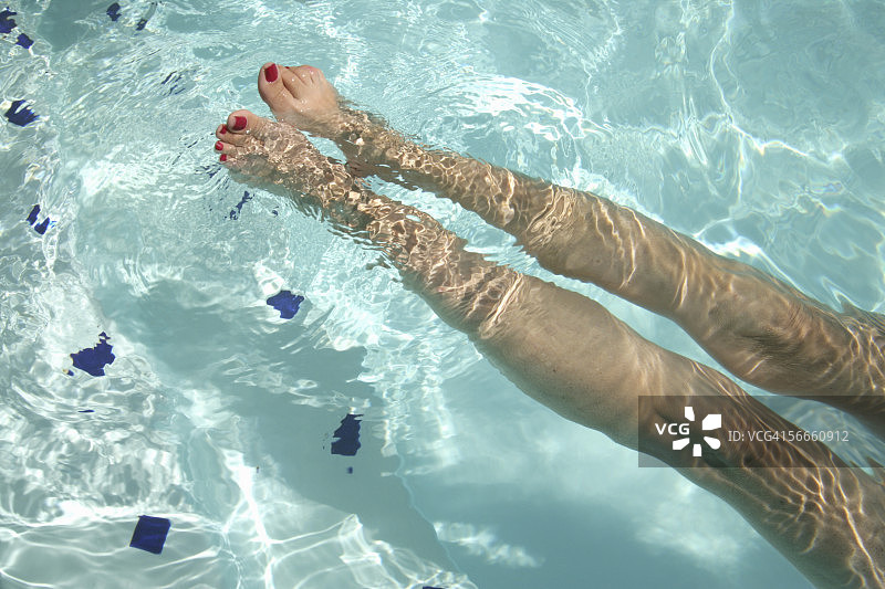 游泳池中的女人的腿图片素材