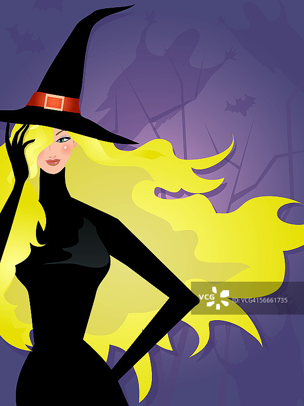 年轻女人扮女巫肖像图片素材