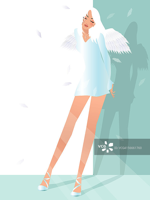 带翅膀的年轻女子肖像图片素材