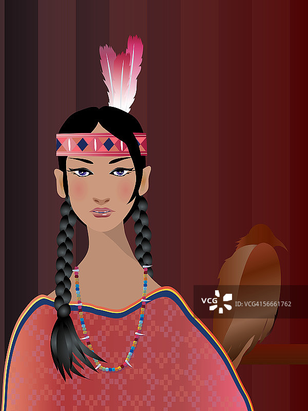 年轻女人穿印第安服装肖像图片素材