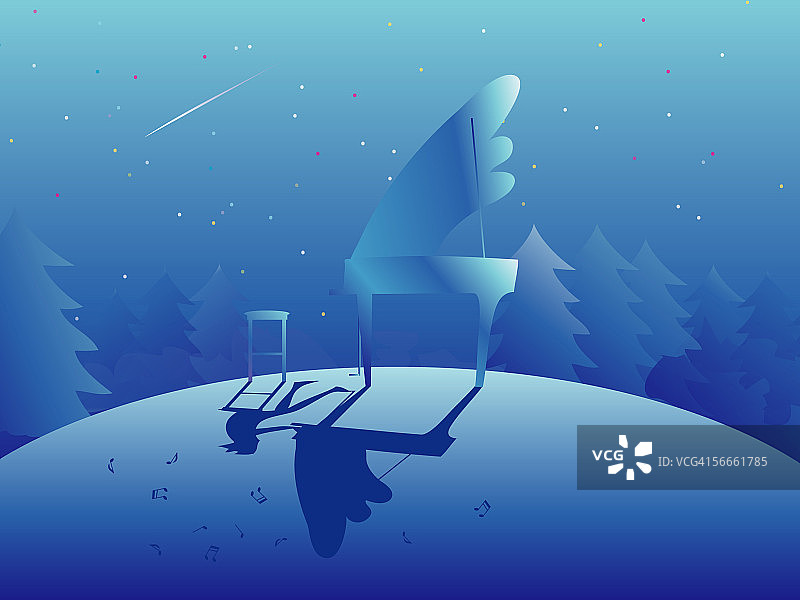 山丘上的钢琴图片素材