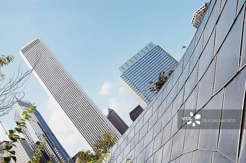 芝加哥城市建筑仰视图，怡安中心与保德信广场二号图片素材