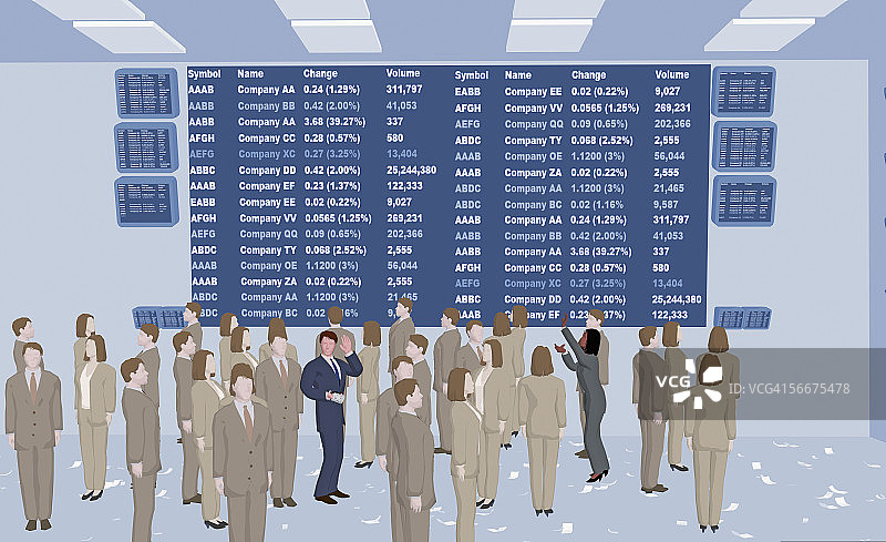 在证券交易所的一群商业主管图片素材