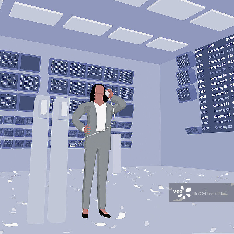 在证券交易所打电话的商人图片素材