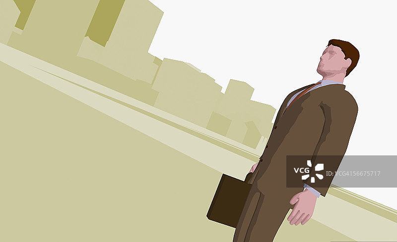 手提公文包的商人仰视角度图片素材