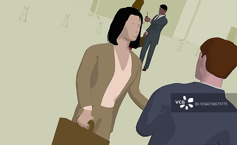 两位女商人和两位男商人交谈图片素材