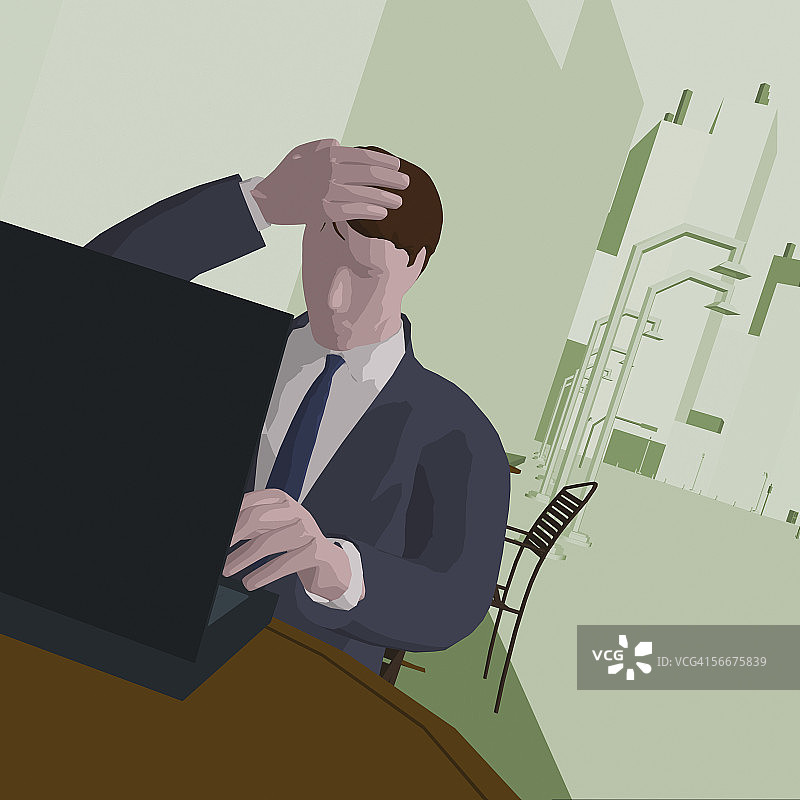 商务人士坐在咖啡馆里使用笔记本电脑图片素材