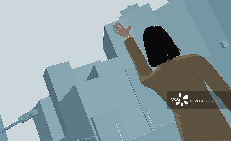 商务女性在路边招车图片素材